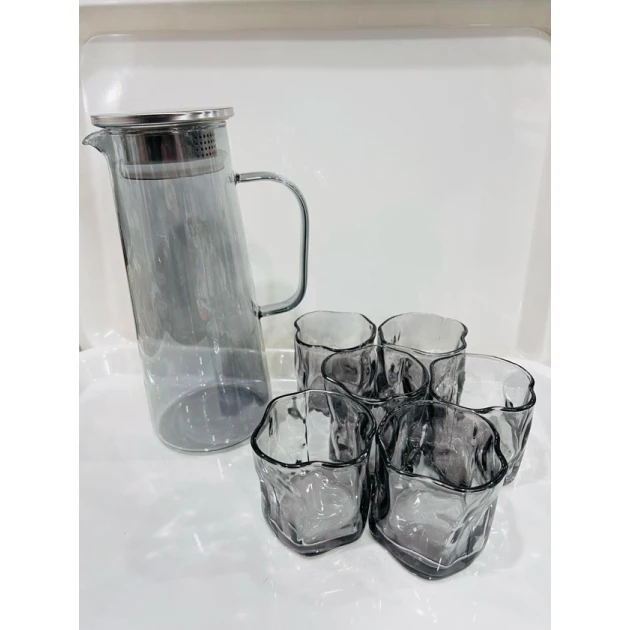 Qrafin və stəkan dəsti 6921-11, şüşə, boz