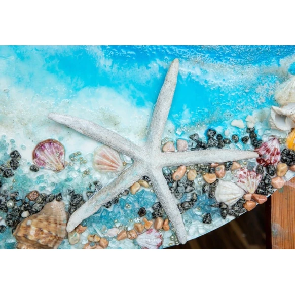 Panno Art by Ulviya Kakhramanova Dəniz dibi, epoksid qatran/teksturlu pasta, 70 sm