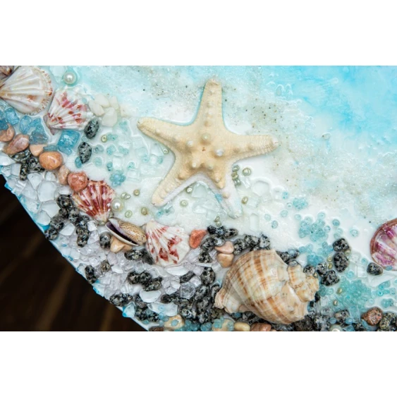 Panno Art by Ulviya Kakhramanova Dəniz dibi, epoksid qatran/teksturlu pasta, 70 sm