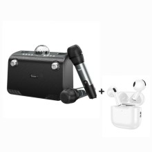 Портативная колонка Hoco BS41 Plus Karaoke Black + подарок беспроводные наушники Hoco EW64 White