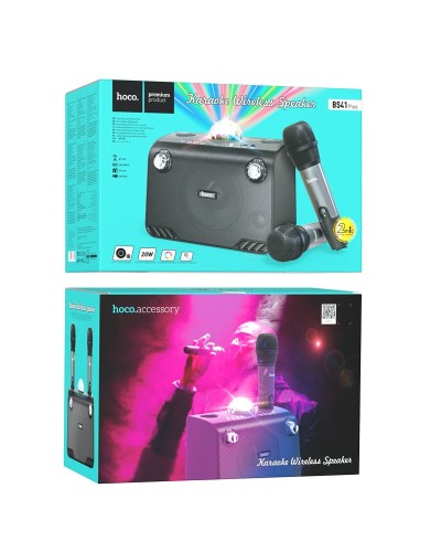 Портативная колонка Hoco BS41 Plus Karaoke Black + подарок беспроводные наушники Hoco EW64 White