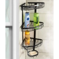 Полка для ванной, 26x18x60 см, черная, алюминий, нержавеющая - nh_16aopa99