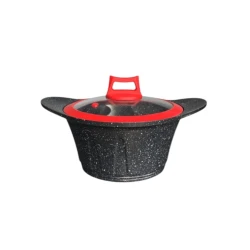 Кастрюля Mentar 5572, гранит, черная/красная, 20 см