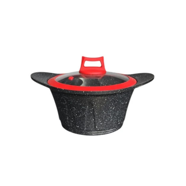 Кастрюля Mentar 5572, гранит, черная/красная, 20 см