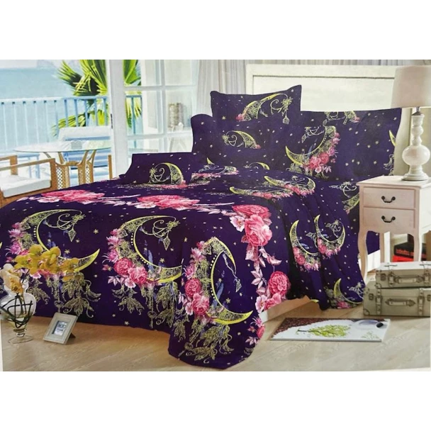 Комплект постельного белья Sahara SHA-0000462, пододеяльник 230x240 см, простыня 200x220 см, 2 шт наволочки 50x70 см, двуспальный, сатин, разноцветный