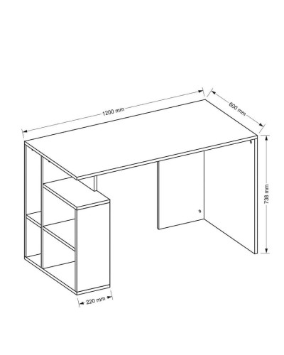 Yazı masası Ev Plus 12115870, LDSP, ağ/qəhvəyi, 120x60x73 sm