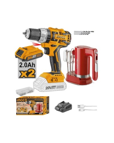 Drel-şurup bağlayan və mikser Ingco COSLI23023, 20V, 2 akkumulyator