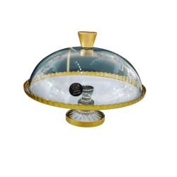 Тортовница Gallery Home GH-000176, прозрачная/золотистая, 32 см