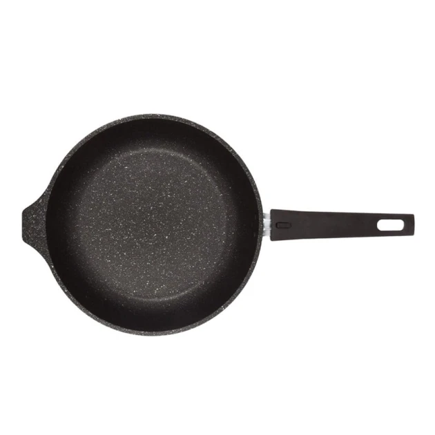 Сковородка Kukmara Мраморная smt24604a, с крышкой, алюминий, черная, 24 см