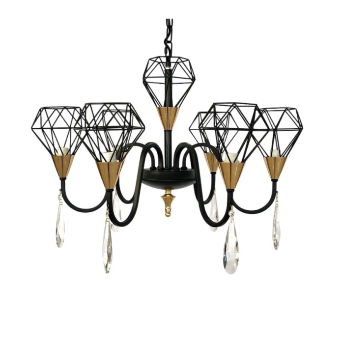 Люстра подвесная Şəms Aydınlatma 8129-8 BK, черная/золотистая Люстра подвесная Şəms Aydınlatma 8129-8 BK, черная/золотистая