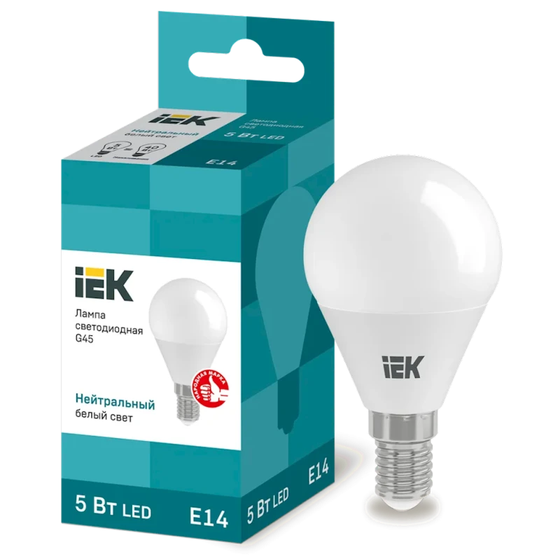 Светодиодная лампа IEK G45 E14 5W 4000K Светодиодная лампа IEK G45 E14 5W 4000K