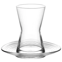 Набор армуду стаканов Lav DERINS2F, с блюдцами, 12 предметов, 140 мл, стекло, прозрачный