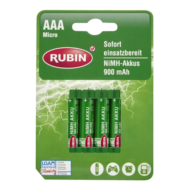 Батарейки Rubin AAA Micro HRL03 NiMH Akkus, 4 шт Батарейки Rubin AAA Micro HRL03 NiMH Akkus, 4 шт