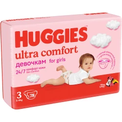 Подгузники детские Huggies Ultra Comfort 3 Girl, 5-9 кг, 78 шт