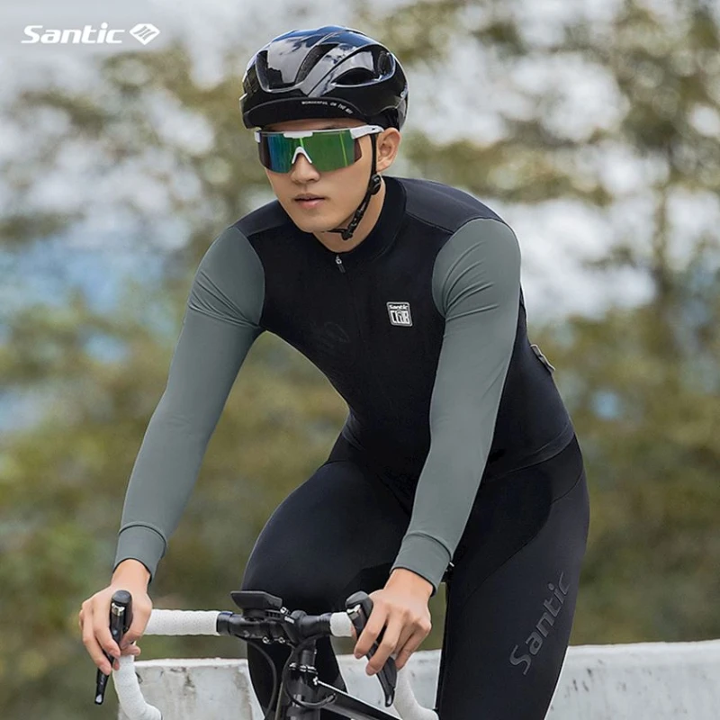 Велоджерси мужская Santic WM3C01157H, черная/серая, полиэстер/спандекс, размер XL