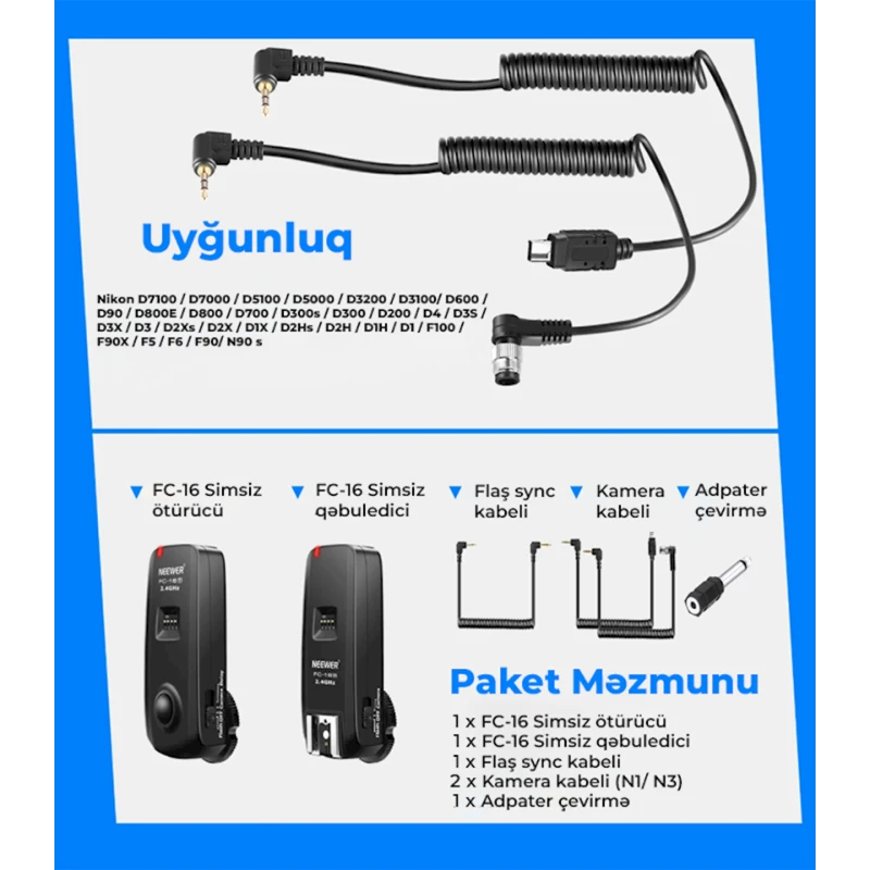Комплект синхронизатора для вспышки Neewer FC-16-2
