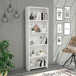 Стеллаж ev_12116157, ламинат, белый, 56x20x169 см Стеллаж ev_12116157, ламинат, белый, 56x20x169 см