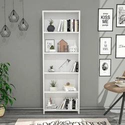 Стеллаж ev_12116157, ламинат, белый, 56x20x169 см Стеллаж ev_12116157, ламинат, белый, 56x20x169 см