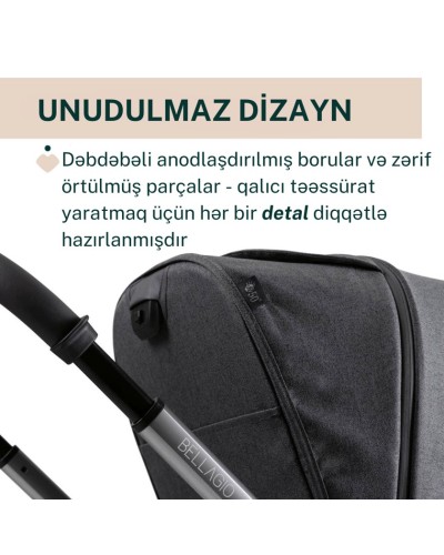 Uşaq arabası Chicco Bellagio Black Satin, qara, 106x82x55 sm, 0+ ay