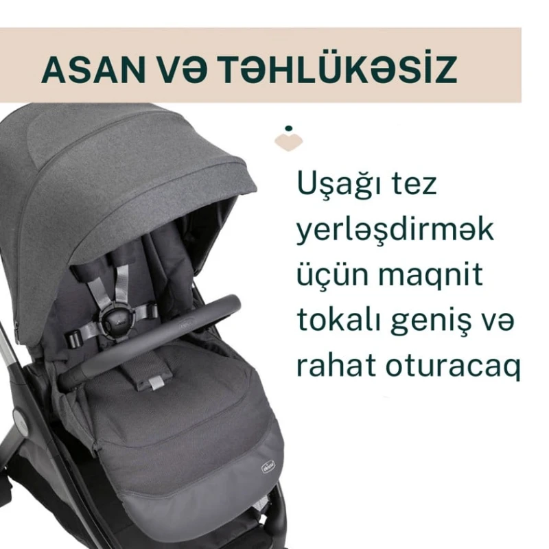 Детская коляска Chicco Bellagio Black Satin, qara, 106x82x55 см, 0+ месяцев