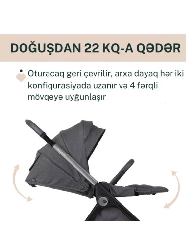Uşaq arabası Chicco Bellagio Black Satin, qara, 106x82x55 sm, 0+ ay