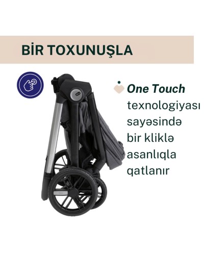 Uşaq arabası Chicco Bellagio Black Satin, qara, 106x82x55 sm, 0+ ay