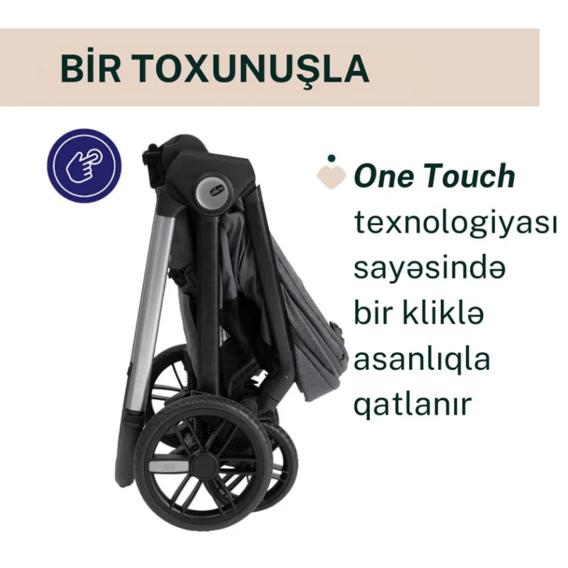 Детская коляска Chicco Bellagio Black Satin, qara, 106x82x55 см, 0+ месяцев