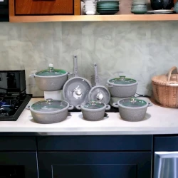 Qab-qacaq dəsti Life Smile LF-PY-002, qranit, boz, 24 parça