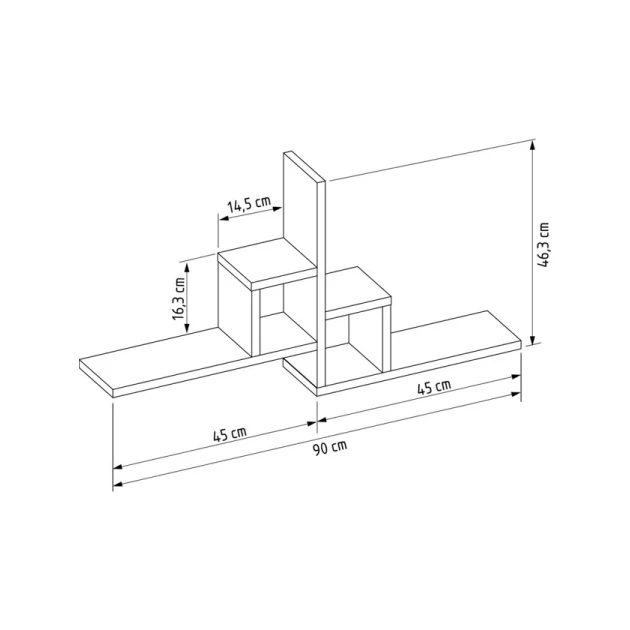 Настенная полка Art Mebel 93, ламинат, 46х90х20 см, бежевая