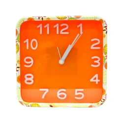 Часы-будильник квадратные, оранжевые, 15 см Часы-будильник квадратные, оранжевые, 15 см