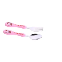 Набор из ложки и вилки для детей 1235, нержавеющая сталь, розовый Набор из ложки и вилки для детей 1235, нержавеющая сталь, розовый