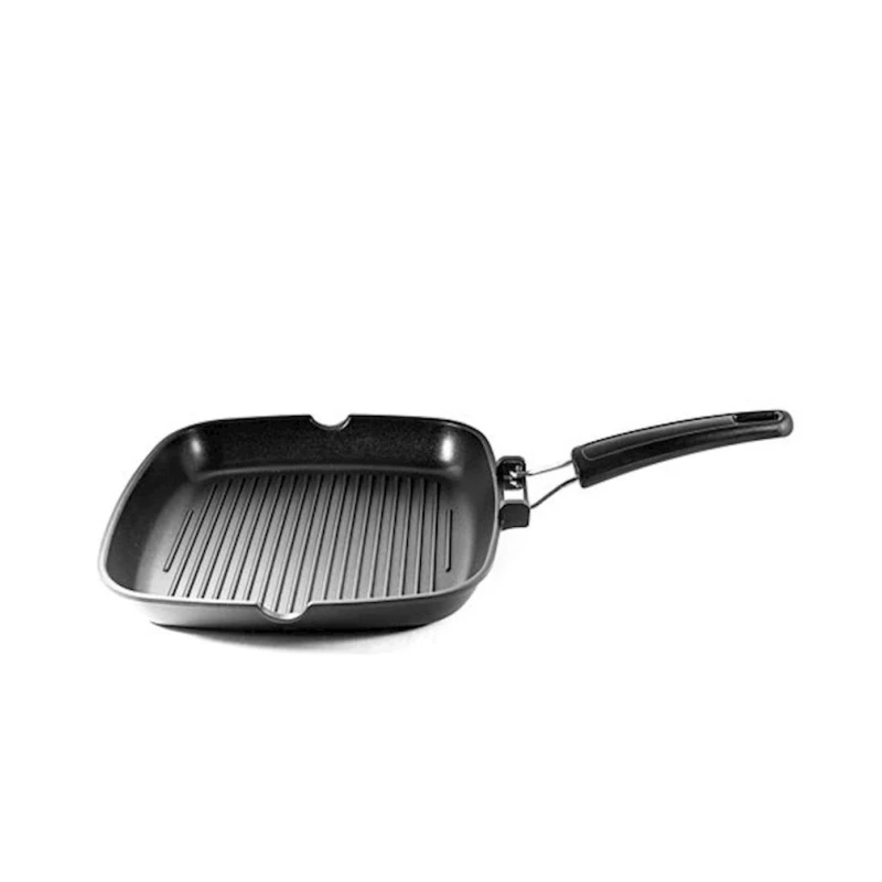 Сковородка-гриль Hom-me 101276, квадратная, 28 см, алюминий, черная