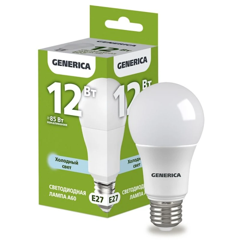 LED lampa Generica A60 E27, 12Vt, 6500K