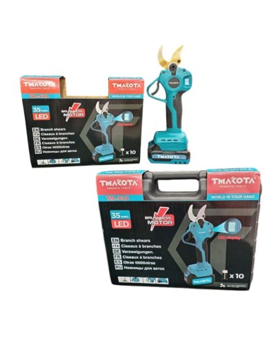 Bağban qayçısı Makota S32, elektrik, mavi, universal, bıçaq uzunluğu 50 mm, ümumi uzunluq 25 sm, PVC tutacaq, sürüşməyən tutacaq - TMakota_TM_S32_S100M