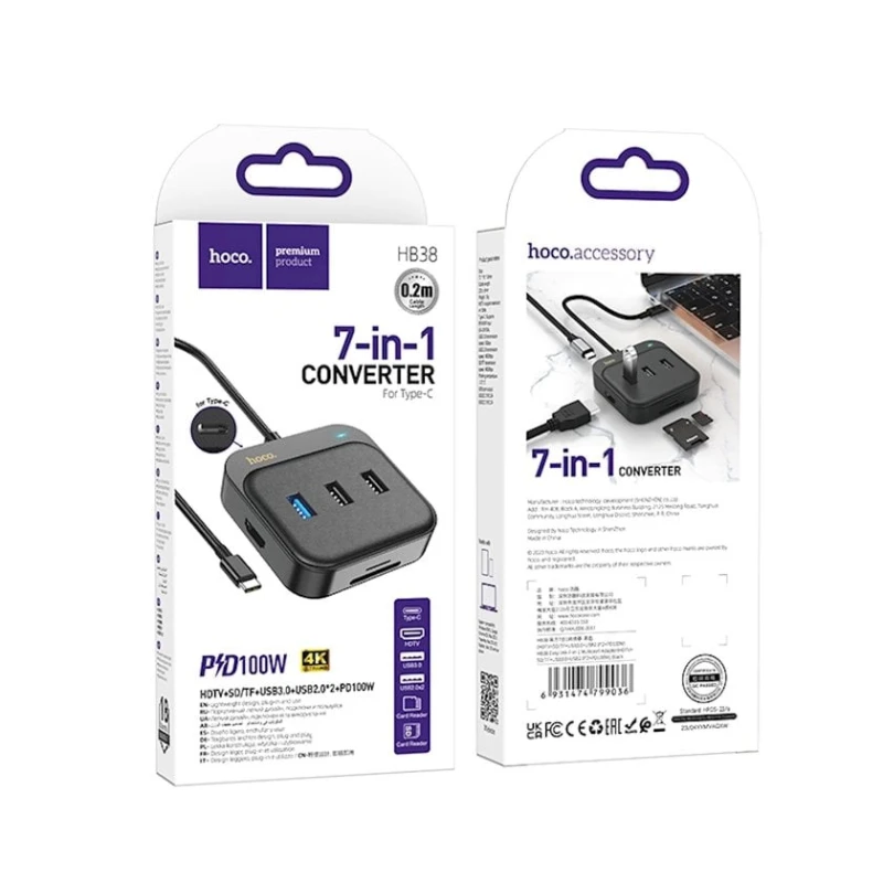 USB конвертор Hoco HB38 7 in 1 Black USB конвертор Hoco HB38 7 in 1 Black