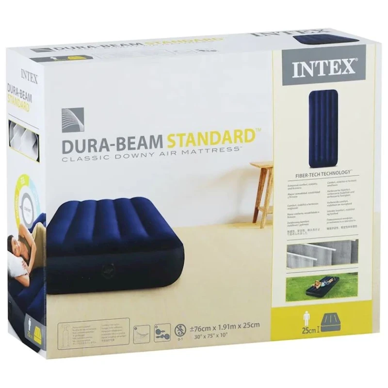 Надувной матрас Intex Classic 64756, 76х191х25 см, синий Надувной матрас Intex Classic 64756, 76х191х25 см, синий