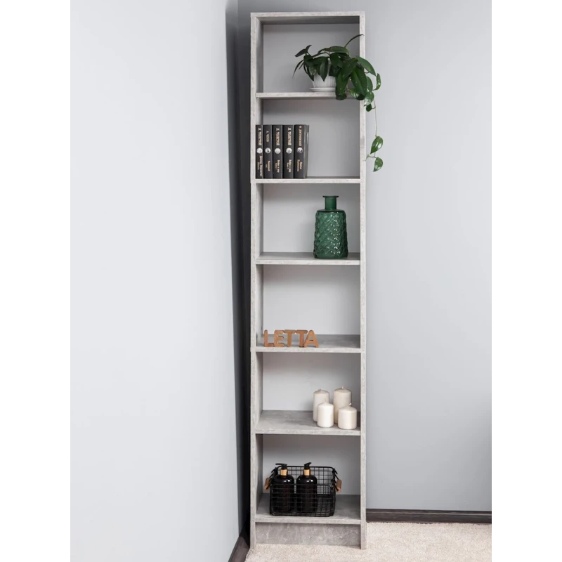 Стеллаж Letta Beton, 202х28х40 см, ЛДСП, серый Стеллаж Letta Beton, 202х28х40 см, ЛДСП, серый