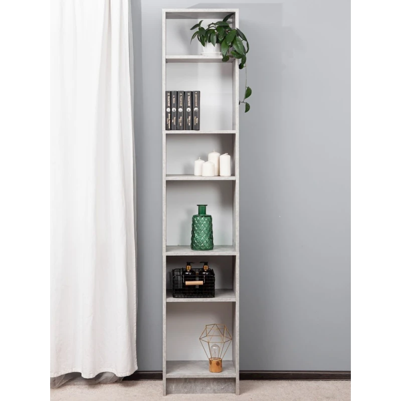 Стеллаж Letta Beton, 202х28х40 см, ЛДСП, серый Стеллаж Letta Beton, 202х28х40 см, ЛДСП, серый