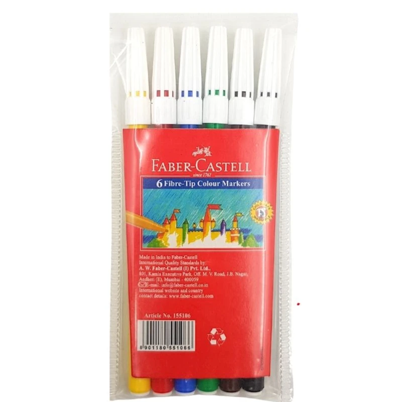 Набор фломастеров Faber-castell Fibre Tip Colour Markers 155106, 6 цветов Набор фломастеров Faber-castell Fibre Tip Colour Markers 155106, 6 цветов