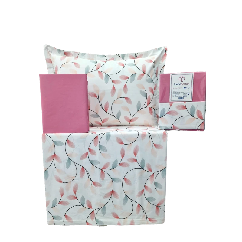 Комплект постельного белья Trend Cotton TK-TC-012, односпальный, хлопок, белый/розовый Комплект постельного белья Trend Cotton TK-TC-012, односпальный, хлопок, белый/розовый