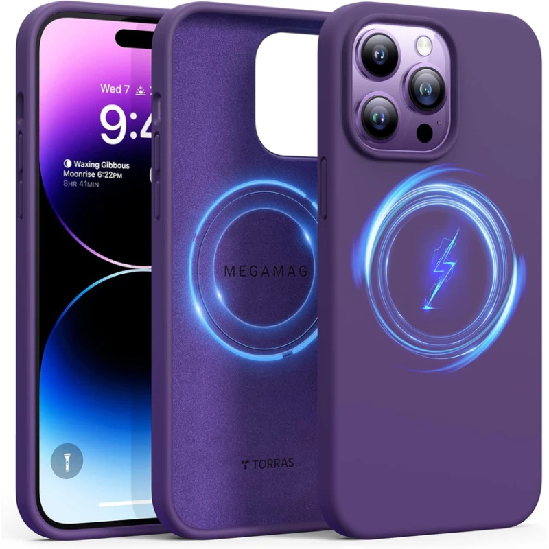 Çexol Magnetic Silicone Torras Apple iPhone 14 Pro üçün Purple Çexol Magnetic Silicone Torras Apple iPhone 14 Pro üçün Purple