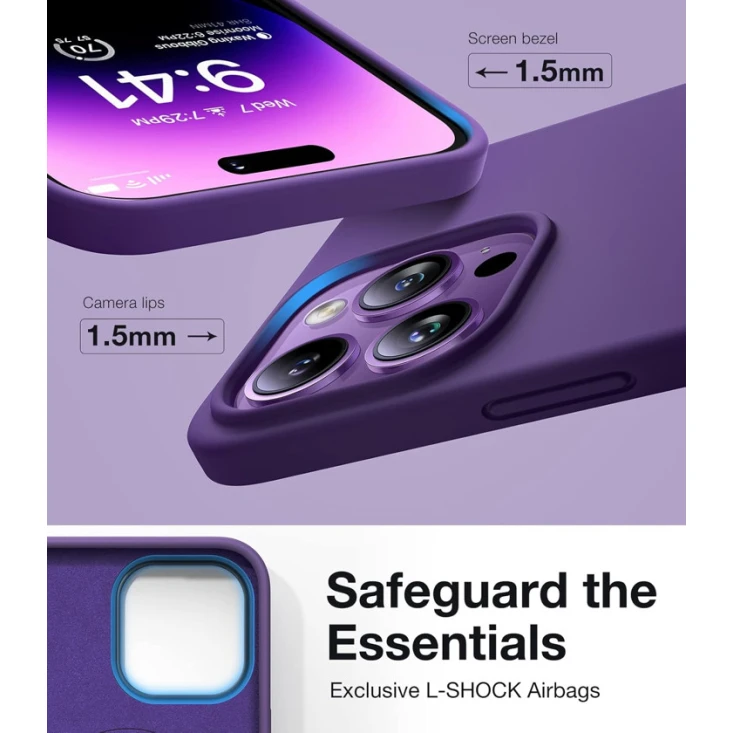 Çexol Magnetic Silicone Torras Apple iPhone 14 Pro üçün Purple Çexol Magnetic Silicone Torras Apple iPhone 14 Pro üçün Purple