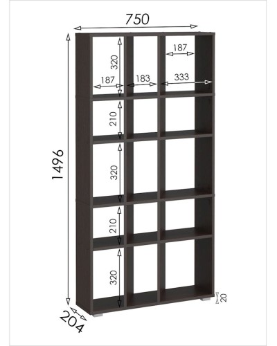 Stellaj 3563_StellajMpolVenge, 149.6x75x20.4 sm, LDSP, qəhvəyi