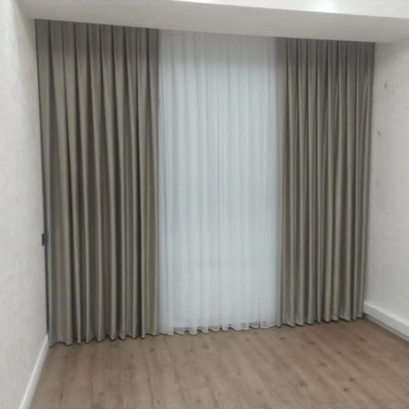 Pərdələr, velür/neylon/poliester, boz, 300x300 sm