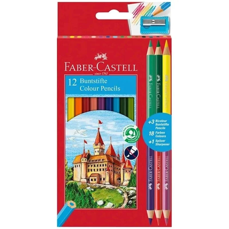 Набор цветных карандашей Faber-Castell 110312, 12+3 цвета Набор цветных карандашей Faber-Castell 110312, 12+3 цвета