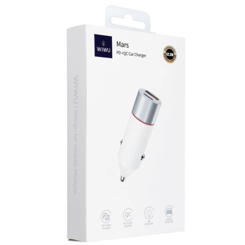 Зарядное устройство автомобильное Wiwu WI-QC022 52.5 W White Зарядное устройство автомобильное Wiwu WI-QC022 52.5 W White