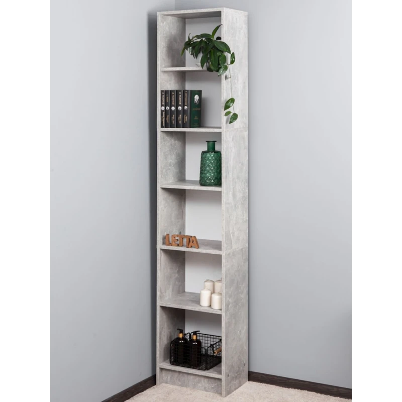 Стеллаж Letta ЛДСП, серый, 202х28х40 см