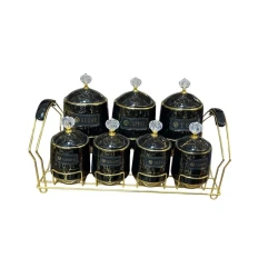 Набор емкостей для хранения специй MagiDeal SE154, 7 шт, черный/золотистый