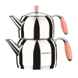 Набор чайников Korkmaz Flora Maxi A119-01, 2 шт, нержавеющая сталь, с крышкой, серебристый, розовый