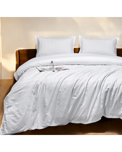 Yataq dəsti Luxe Cotton 000763, yorğan üzü 200x220 sm, mələfə 240x260 sm, yastıq üzü 50х70 sm, ikinəfərlik, lüks-satin, ağ